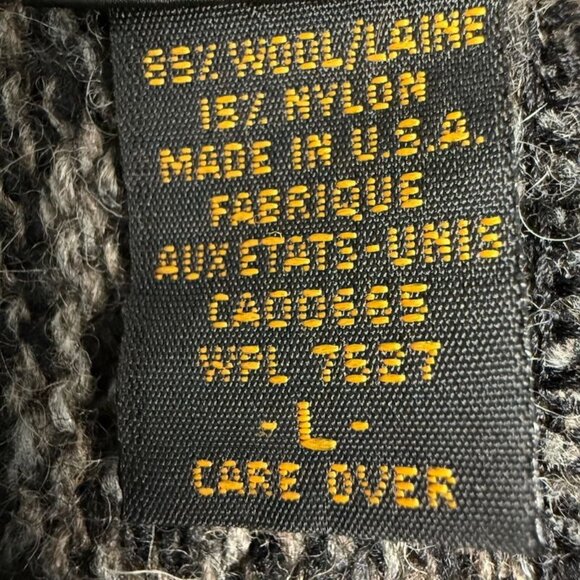 Eddie Bauer Mens L Wool Blend Sweater Shawl Collar Heather Brownish Gray - Picture 7 of 11